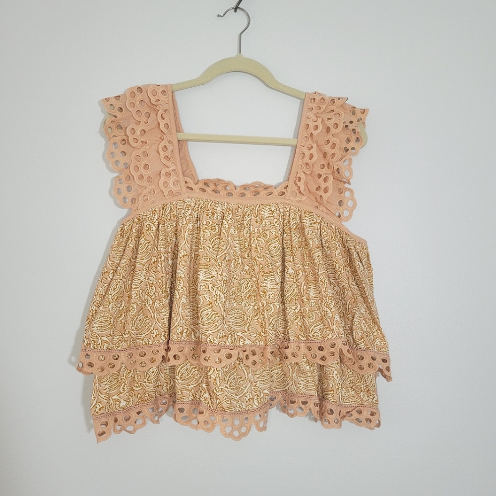 *SOLD* ANTHROPOLOGIE LET ME BE Eyelet Swing Ruffle Sleeveless - Picture 5 of 11